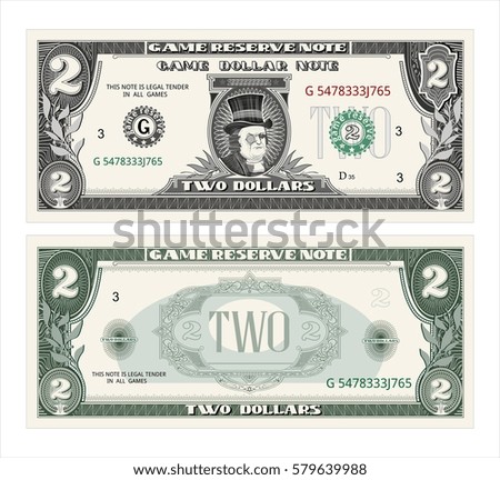 Money Note Game Cash Two Dollars Stock Vector 579639988 - Shutterstock