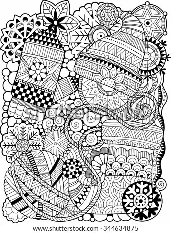 vector coloring book adult christmas background stock