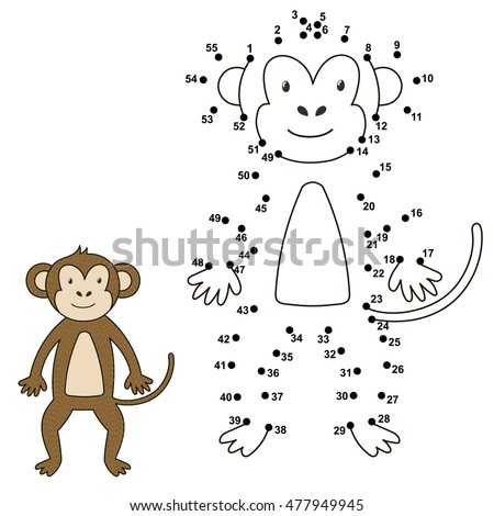 Connect The Dots To Draw Cute Monkey And Color It Educational Numbers Coloring