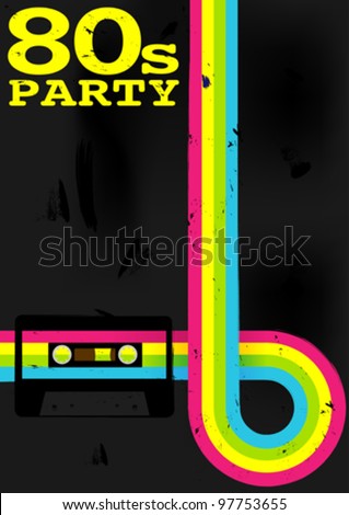 Retro Poster 80s Party Flyer Audio Stock Vector 97753655 ...