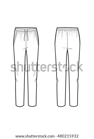 Womans Evening Trousers Technical Drawing Stock Vector 123324649 ...