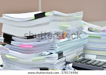 Pile Documents On Desk Workplace Stock Photo 357695327 - Shutterstock