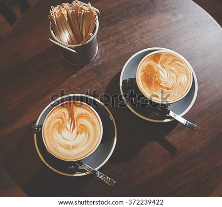 Two Coffee Cups With Coffee Two Coffee Cups With Coffee
