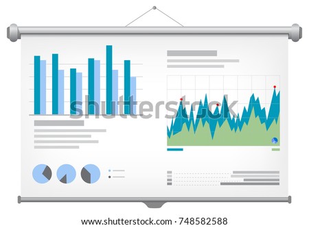 financial charts graphs on projector screen stock vector 748582588 investment charts and graphs