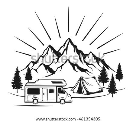 Download Campsite Camper Caravan Tent Rocky Mountains Stock Vector ...