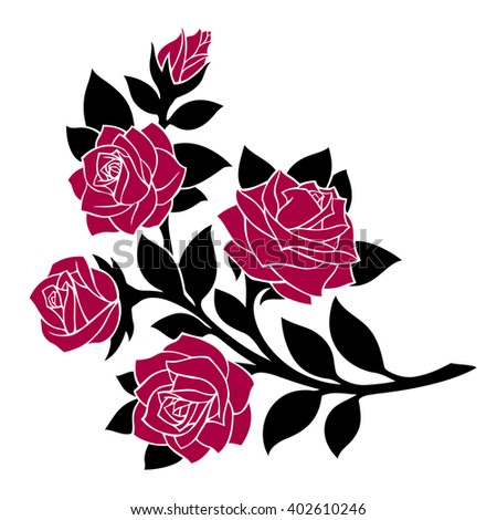 Rose Motifflower Design Elements Vector Stock Vector 209826073 ...