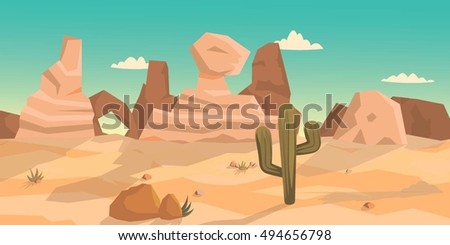 Cartoon Desert Rocks Cactus Stock Vector 494656798 - Shutterstock