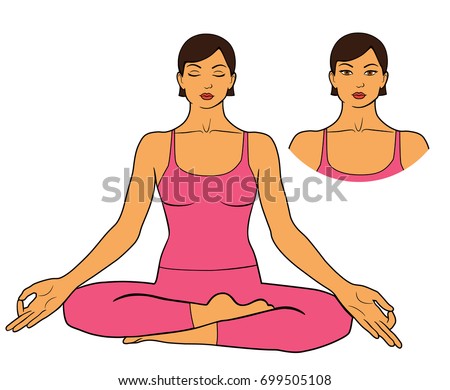 woman practicing meditation sitting yoga pose stock vector royalty