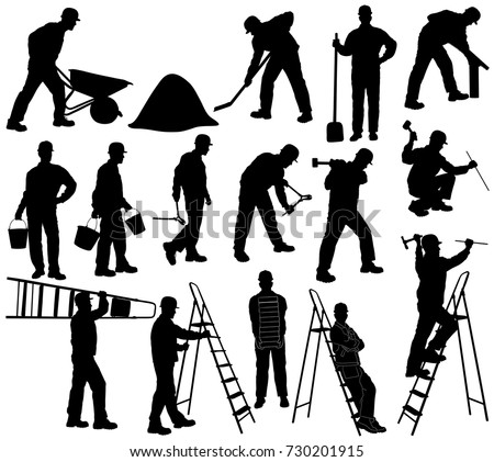 Set Silhouettes Builder Men Helmet Isolated Stock Vector 730201915 ...