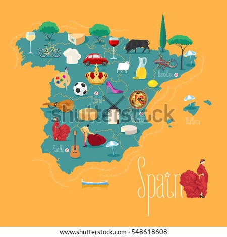 Map Spain Vector Illustration Design Icons Stock Vector 548618608 ...