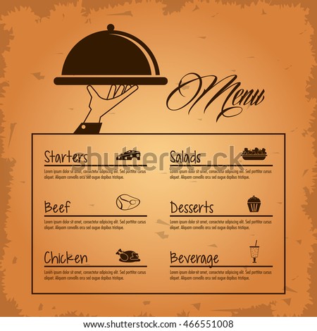 Restaurant Kitchen Illustration plate starters salads beef chicken dessert stock vector 466551008 Restaurant Kitchen Illustration plate starters salads beef chicken dessert stock vector 466551008