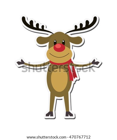 Reindeer Deer Cartoon Merry Chistmas Celebration Stock Vector 470767745 ...