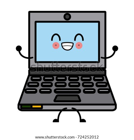 Laptop Pc Technology Cute Kawaii Cartoon Stock Vector 724252012 ...