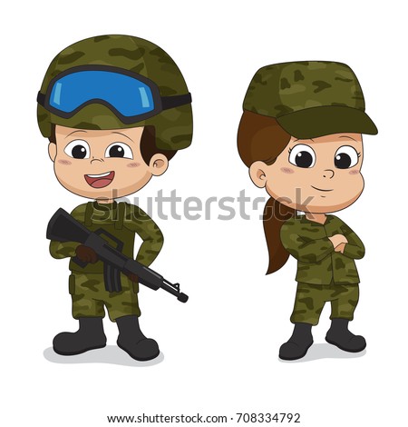 Military Soldier Weapon Cartoon Flat Vector Stock Vector 563636704