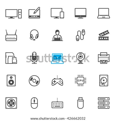 Computer and Computer Accessories icons with White Background