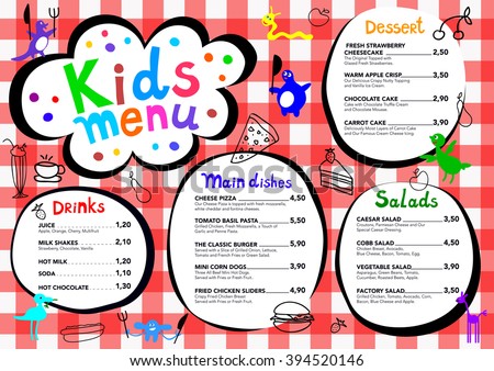 cute colorful meal kids menu template stock vector 498038695 kids menu template free
