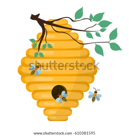 Beehive Swarm Icon Flat Style Isolated Stock Vector 610381595 ...