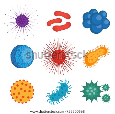 Viruses Bacteria Set Icons Flat Style 库存矢量图 723300568 - Shutterstock