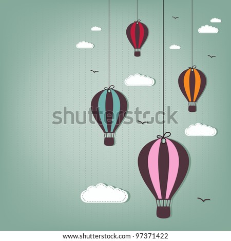 hot air balloons - scrap elements
