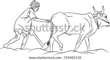Indian Farmer Sketch Stock Vector (Royalty Free) 724482118 