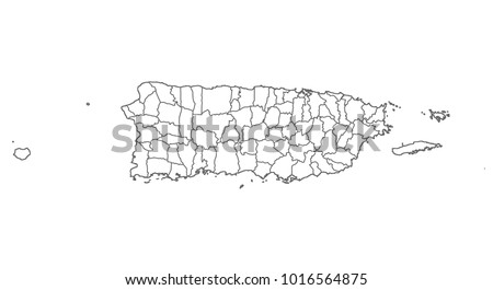 Puerto Rico Map Country Borders Thin Stock Vector 1016564875 - Shutterstock