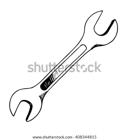 Wrench Steel Spanner Doodle Style Hook Stock Vector 408344815