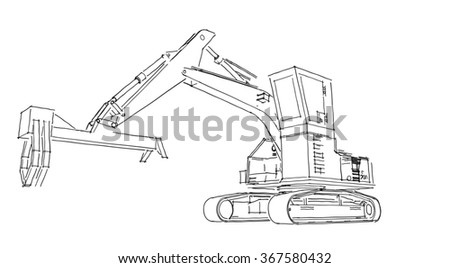 Hand Draw Excavator Stock Illustration 367580432 - Shutterstock
