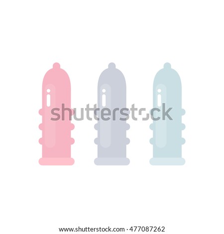 Condom Set Vector Illustration Flat Style Stock Vector 483510958 