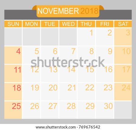 november 2018 calendar clipart