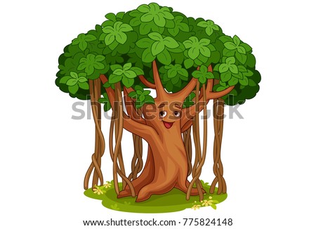 Cute Banyan Tree Cartoon Illustration Stock Vector 775824148 - Shutterstock