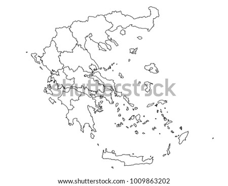 Greece Outline Map Detailed Isolated Vector Stock Vector 1009863202 ...