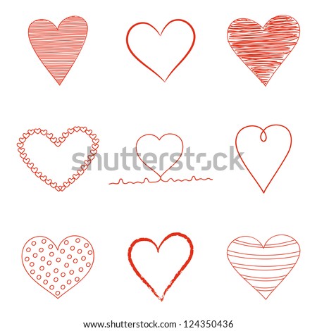 Set of Valentine's Day heart icons. Vector illustration.