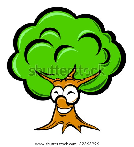 Funny Cartoon Tree Stock Vector 48126004 - Shutterstock