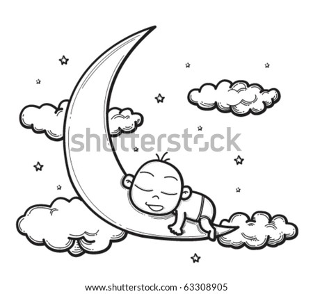 Baby And Moon Stock Vectors & Vector Clip Art | Shutterstock