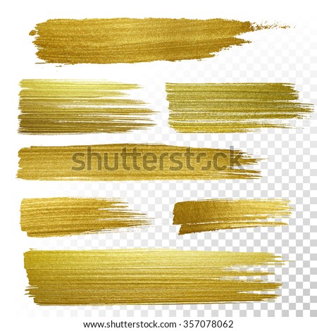 Vector gold paint stroke set