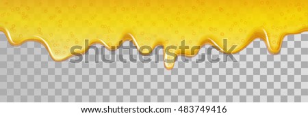 Seamless honey dripping honey. Vector flowing down honey background.