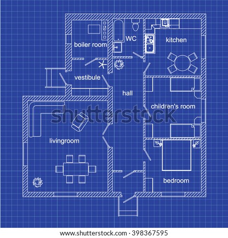 Blueprint Floor Plan Modern Apartment On Stock Vector 398367595 ...