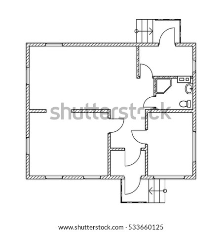 Black And White Floor Plan Of A Modern Unfurnished Apartment For Your Design Vector Blueprint Black And White Floor Plan Of A Modern Unfurnished Apartment For Your Design Vector Blueprint