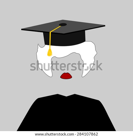 elderly woman wearing graduation cap gown stock illustration