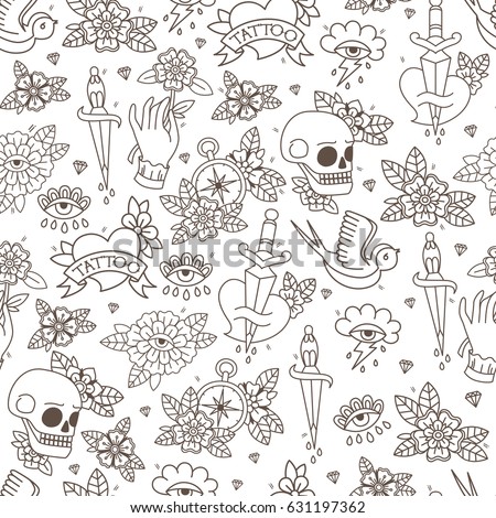 set old tattoos hand drawn vectores en stock set old tattoos hand drawn vectores en stock