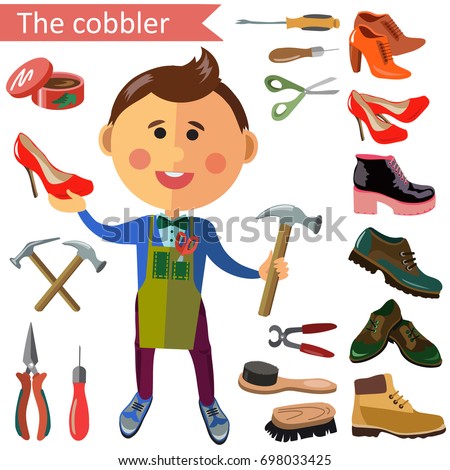 Shoemaker Profession Flat Character Icons Different Stock Vector ...