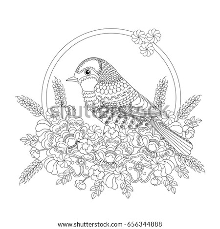 Fantasy Bird Flowers Coloring Book Adults Stock Illustration ... Fantasy Bird Flowers Coloring Book Adults Stock Illustration ...