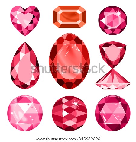 Set Realistic Red Jewels Colorful Red Stock Vector 418986553 - Shutterstock