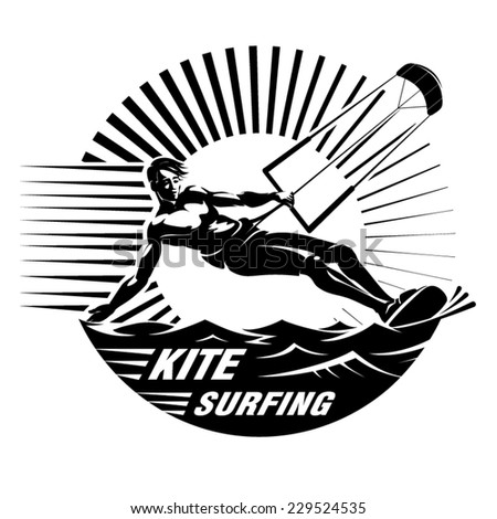Kite Surfing Vector Illustration Engraving Style Stock Vector 229524535 ...