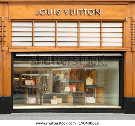 AMSTERDAM, THE NETHERLANDS - APRIL 26, 2014: Louis Vuitton store in the P.C.Hooftstraat, shopping street in Amsterdam. The French fashion house is founded in 1854.