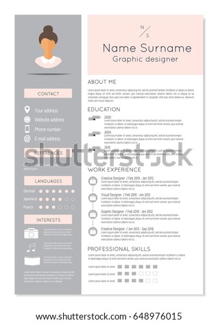 Feminine Resume Infographic Design Stylish Cv Stock Vector 