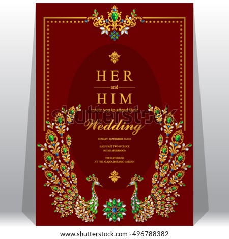 Indian Wedding Invitation Card Templates Gold Stock Vector 548973808 ...