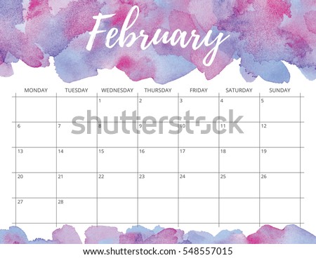 Elegant Watercolor Bright Print Ready Calendar Stock Illustration ...