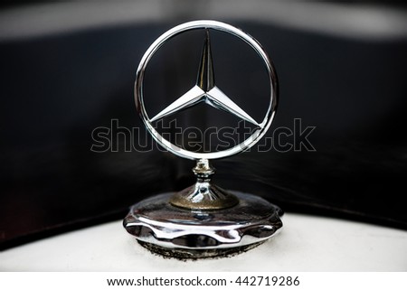 Kyiv, Ukraine - June 18th, 2016: Mercedes Benz Sign Close Up. Founded in 1926 is a German luxury automobile manufacturer, a multinational division of the German manufacturer Daimler AG.