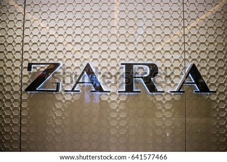BANGKOK, THAILAND - MAY 14, 2017 : Zara fast fashion shop store in Bangkok Thailand
